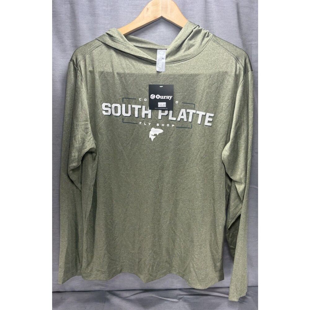 Ouray South Platte Fly Shop‎ Lightweight Hoodie Green Graphic Long Sleeve Mens S